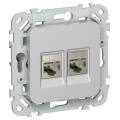 FLITE Розетка 2-местная компьютерная RJ45 категория 5Е STP РК5е-2-1-ФлА алюминий IEK