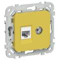 FLITE Розетка 2-местная RJ45/TV категория 5Е UTP РКТВ5е-2-0-ФлЖК желтый карри IEK