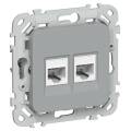 FLITE Розетка 2-местная компьютерная RJ45 категория 6 UTP РК6-2-0-ФлС серый IEK
