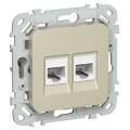 FLITE Розетка 2-местная компьютерная RJ45 категория 6 UTP РК6-2-0-ФлШ шампань IEK