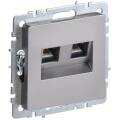 BRITE Розетка компьютерная двойная RJ45 кат.5E РК10-2-БрС сталь IEK
