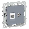 FLITE Розетка 2-местная RJ45/TV категория 5Е UTP РКТВ5е-2-0-ФлМ маренго IEK