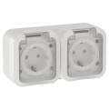 TORS Розетка 2-местная горизонтальная 16А IP55 TS322 белый IEK