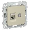 FLITE Розетка 2-местная RJ45/TV категория 5Е STP РКТВ5е-2-1-ФлШ шампань IEK