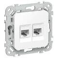 FLITE Розетка 2-местная RJ45/RJ11 категория 6/3 UTP РКТ6/3-2-0-ФлБ белый IEK