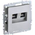 BRITE Розетка двойная RJ11+RJ45 кат.5E РК/Т12-БрА алюминий IEK