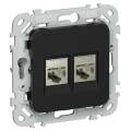 FLITE Розетка 2-местная компьютерная RJ45 категория 5Е STP РК5е-2-1-ФлЧ черный IEK