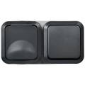 TORS Блок розетка + выключатель горизонтальный 16А IP55 TS142 графит IEK
