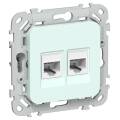 FLITE Розетка 2-местная RJ45/RJ11 категория 5Е/3 UTP РКТ5е/3-2-0-ФлХЛ холодный лед IEK