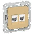 FLITE Розетка 2-местная RJ45/RJ11 категория 5Е/3 UTP РКТ5е/3-2-0-ФлШм шамуа IEK