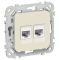 FLITE Розетка 2-местная RJ45/RJ11 категория 5Е/3 UTP РКТ5е/3-2-0-ФлСл сливочный IEK