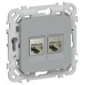 FLITE Розетка 2-местная RJ45/RJ11 категория 6/3 STP РКТ6/3-2-1-ФлС серый IEK