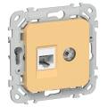 FLITE Розетка 2-местная RJ45/TV категория 5Е UTP РКТВ5е-2-0-ФлЗ золотарник IEK