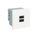 Розетка USB, 2-местная, тип A, белая, EKF E2MR2-20USB-10