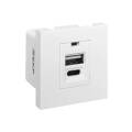 Розетка USB, 2-местная, тип A и С, белая, EKF E2MR2-21USB-10-AC