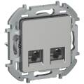IEKINSPIRIA Розетка компьютерная двойная RJ45 категория 5Е UTP 6738371 алюминий IEK