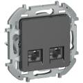 IEKINSPIRIA Розетка компьютерная двойная RJ45 категория 6 UTP 6738431 антрацит IEK