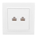 Розетка внутренная встраиваемая RJ-45, Кат.5е, 2 порта, белая, EKF ERK02-035-10