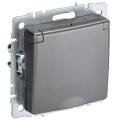 BRITE Розетка 1-местная с заземлением с защитными шторками и крышкой 16А IP44 РСбш10-3-44-БрС сталь 