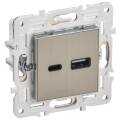SKANDY Розетка USB A+C 18Вт SK-R13N металл никель IEK