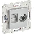 SKANDY Розетка двойная TV+RJ45 кат.6 SK-A15S серебряный IEK
