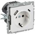 BRITE Розетка 1-местная с заземлением с защитными шторками 16А с USB A+C 18Вт РЮш11-1-БрАБ арктическ
