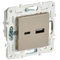SKANDY Розетка USB A+C 18Вт SK-R13Sh шампань IEK