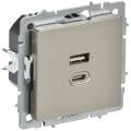 BRITE Розетка USB A+C 45Вт высокоскоростная зарядка РЮ11-2-БрШ шампань IEK