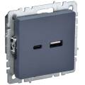 BRITE Розетка USB A+C 18Вт РЮ11-1-БрМ маренго IEK