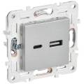 SKANDY Розетка USB A+C 18Вт SK-R13S серебряный IEK