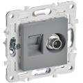 SKANDY Розетка двойная TV+RJ45 кат.6 SK-A15Gr серый IEK