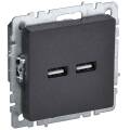 BRITE Розетка USB A+A 5В 3,1А РЮ10-1-БрЧ черный IEK
