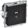 BRITE Розетка USB A+C 45Вт высокоскоростная зарядка РЮ11-2-БрЧ черный IEK