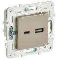 SKANDY Розетка USB A+C 3,1А SK-R14Sh шампань IEK