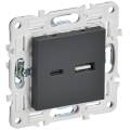 SKANDY Розетка USB A+C 18Вт SK-R13T титан IEK