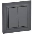 BRITE Выключатель 2-клавишный 10А в сборе ВСР10-2-0-БрГ графит IEK
