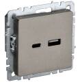 BRITE Розетка USB A+C 18Вт РЮ11-1-БрШ шампань IEK