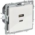 BRITE Розетка USB A+C 45Вт высокоскоростная зарядка РЮ11-2-БрБ белый IEK