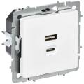 BRITE Розетка USB A+C 45Вт высокоскоростная зарядка РЮ11-2-БрАБ арктический белый IEK