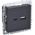 BRITE Розетка USB A+C 18Вт РЮ11-1-БрГ графит IEK