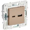 SKANDY Розетка USB A+C 18Вт SK-R13Sa песочный IEK