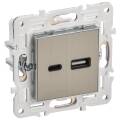 SKANDY Розетка USB A+C 3,1А SK-R14N металл никель IEK