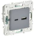 SKANDY Розетка USB A+C 18Вт SK-R13Gr серый IEK