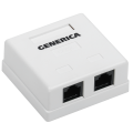 Розетка настенная 2 порта RJ45, UTP, кат.5e, GENERICA CS2-1C5EU-22-G