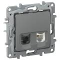 IEKETIKA Розетка двойная RJ11+RJ45 кат.5E UTP 6715521 мокрый асфальт IEK