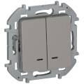 IEKINSPIRIA Выключатель 2-клавишный с подсветкой/индикацией схема 5L 10АХ безвинтовые зажимы 6736371