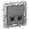 IEKETIKA Розетка компьютерная двойная RJ45 категория 5Е UTP 6715551 мокрый асфальт IEK