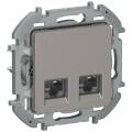 IEKINSPIRIA Розетка компьютерная двойная RJ45 категория 5Е UTP 6731271 дымчатый IEK