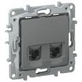IEKETIKA Розетка компьютерная двойная RJ45 категория 6 UTP 6715541 мокрый асфальт IEK