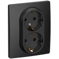 IEKINSPIRIA Розетка 2-местная с заземлением без защитных шторок 16А в сборе 6737691 черный матовый I